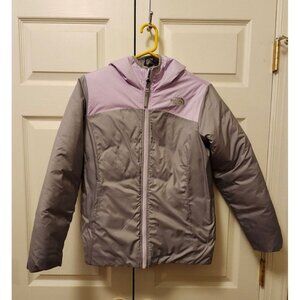 Girl Youth The North Face Purple Gray Reversible Perseus Hood Coat Size L 14/16